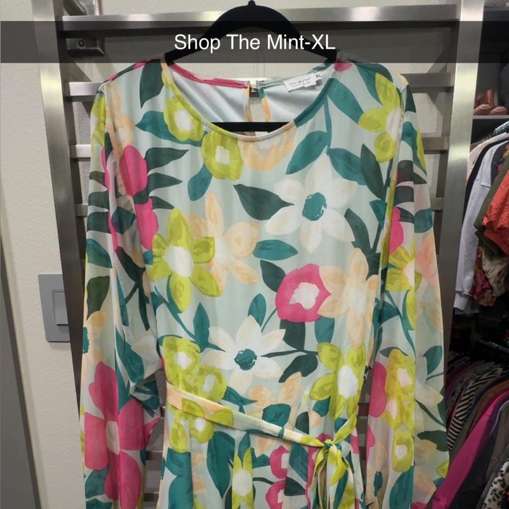 Floral Long Sleeve Dress with tie